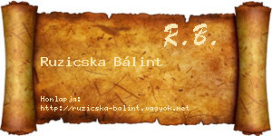 Ruzicska Bálint névjegykártya